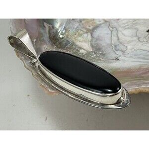 Taxco Traditions Large Pendant Mexico CII Black Onyx Sterling Silver Vintage